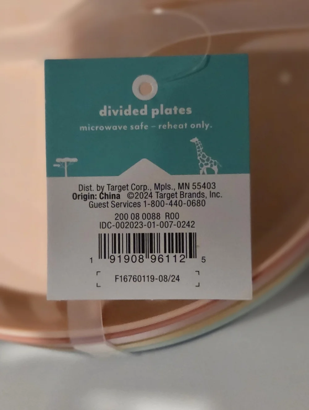 Pillowfort Divided Plates 6 Count Nwt